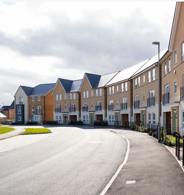 row of new build properties