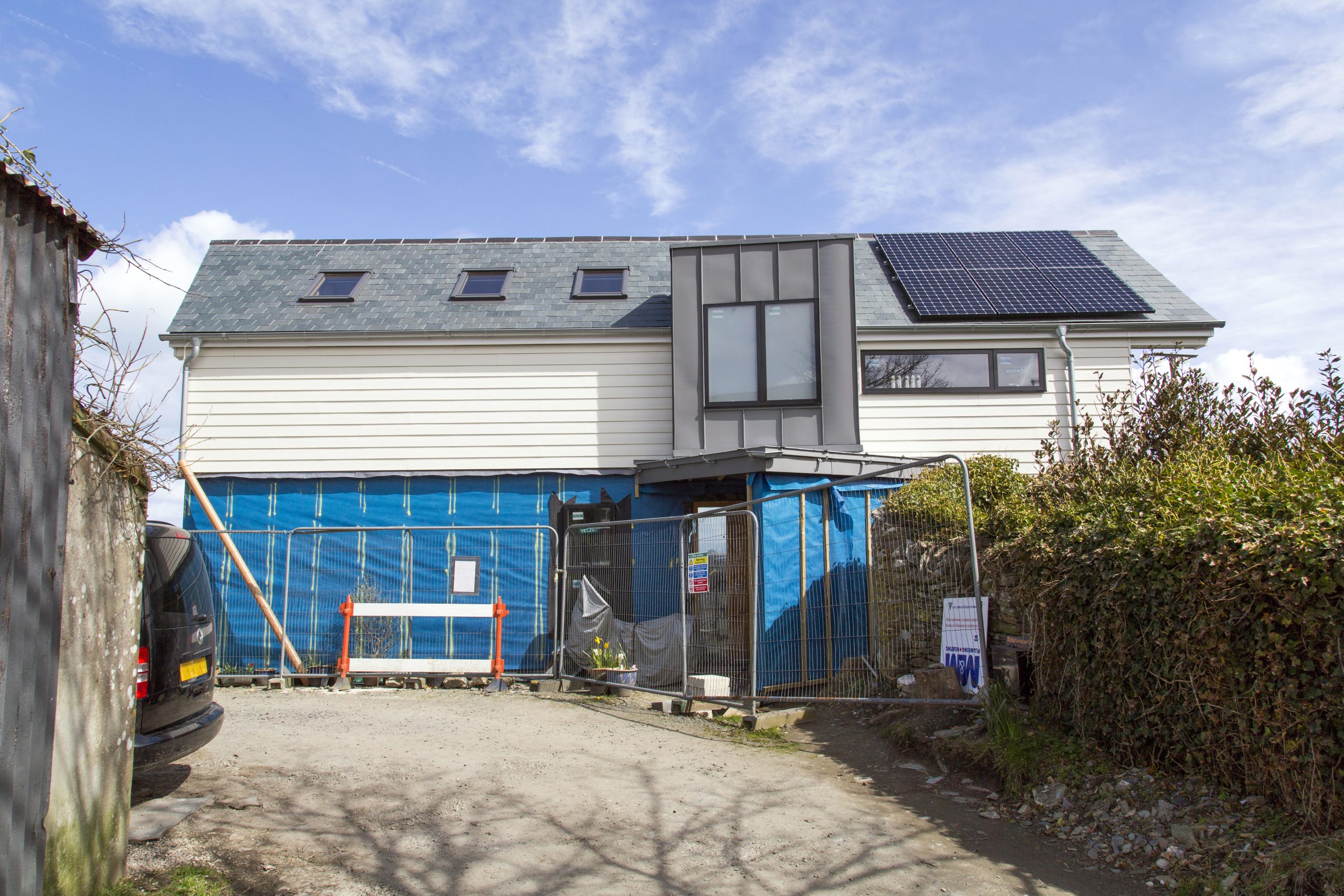 Detached house undergoing maintenance